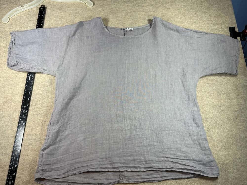 P&R Star Made in Italy Linen Oversized boxy Top 2X gray short sleeve top